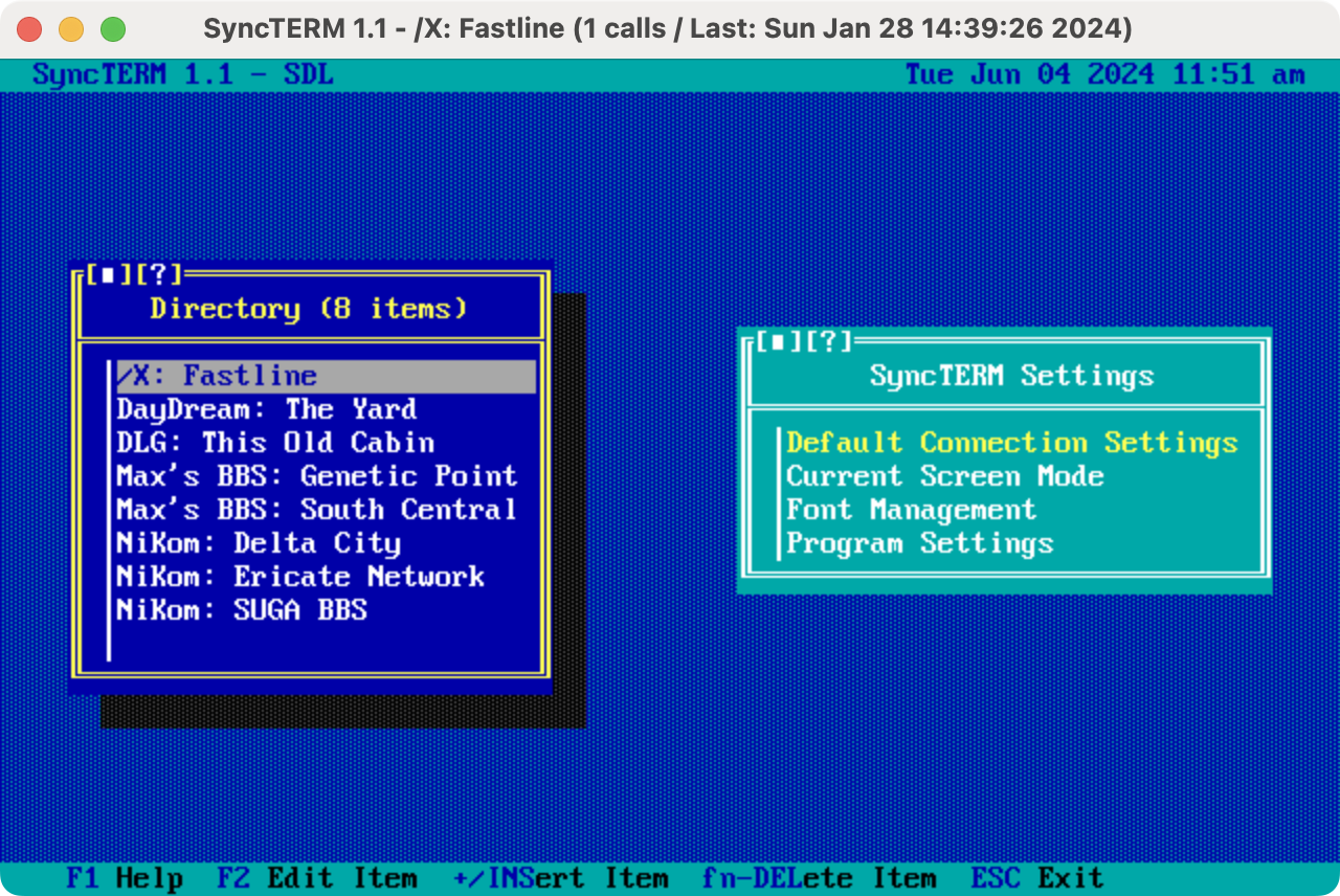 Screenshot of SyncTERM